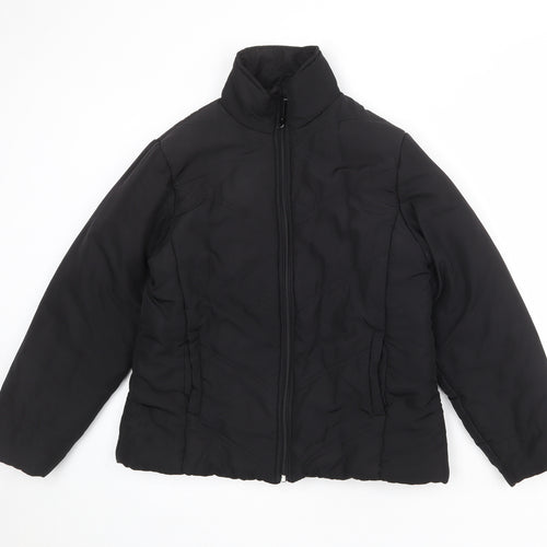 Essentials Womens Black Quilted Jacket Size 12 Zip