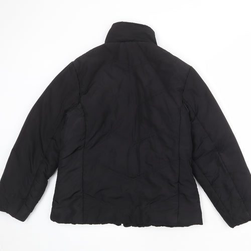 Essentials Womens Black Quilted Jacket Size 12 Zip