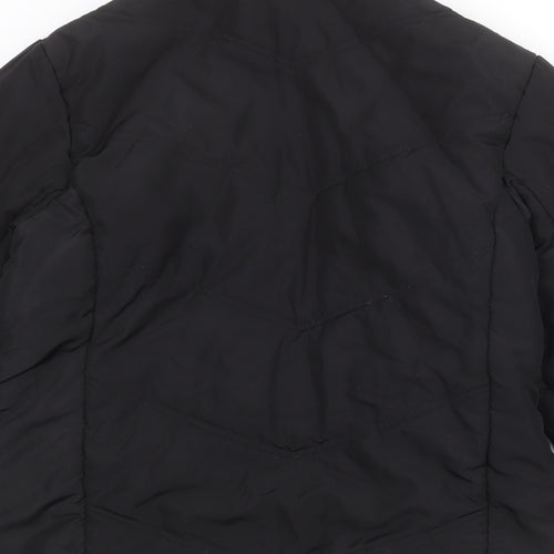 Essentials Womens Black Quilted Jacket Size 12 Zip