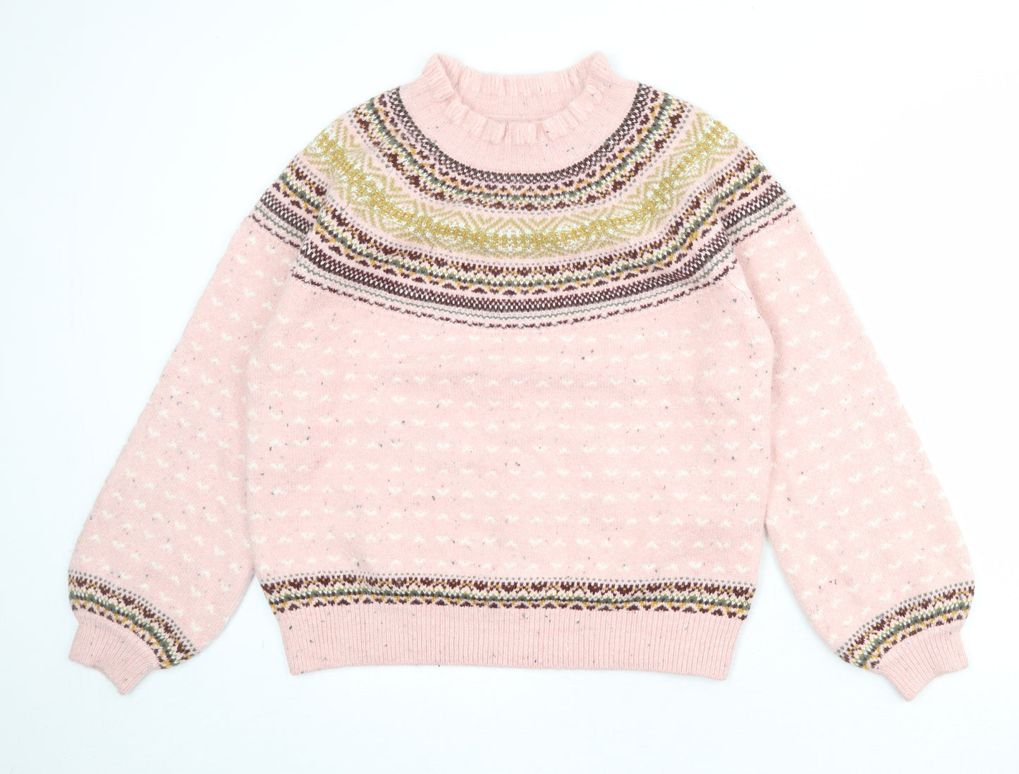 Per Una Womens Pink Round Neck Geometric Acrylic Pullover Jumper Size 14