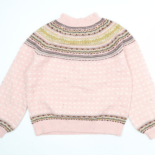 Per Una Womens Pink Round Neck Geometric Acrylic Pullover Jumper Size 14