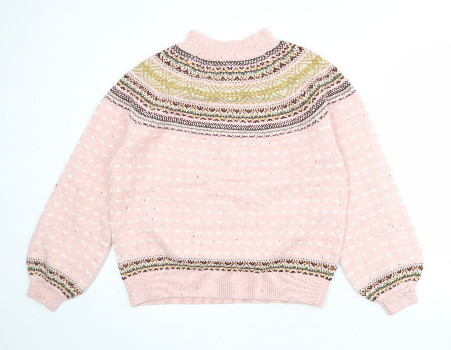 Per Una Womens Pink Round Neck Geometric Acrylic Pullover Jumper Size 14