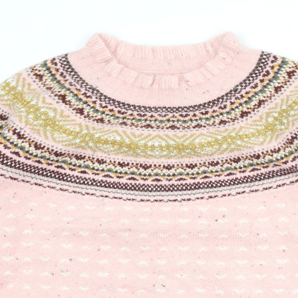 Per Una Womens Pink Round Neck Geometric Acrylic Pullover Jumper Size 14