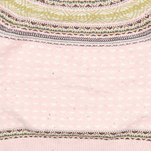 Per Una Womens Pink Round Neck Geometric Acrylic Pullover Jumper Size 14