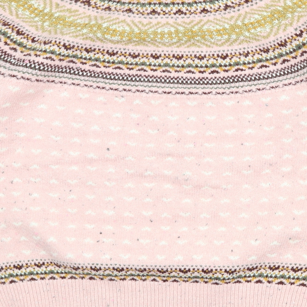 Per Una Womens Pink Round Neck Geometric Acrylic Pullover Jumper Size 14
