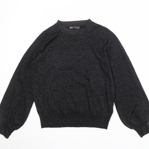 Marks and Spencer Womens Black Round Neck Viscose Pullover Jumper Size S