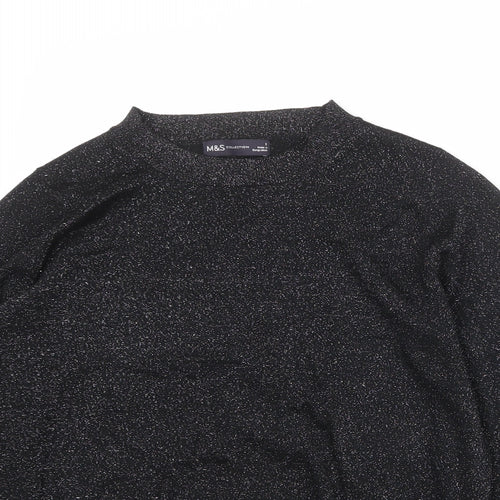 Marks and Spencer Womens Black Round Neck Viscose Pullover Jumper Size S