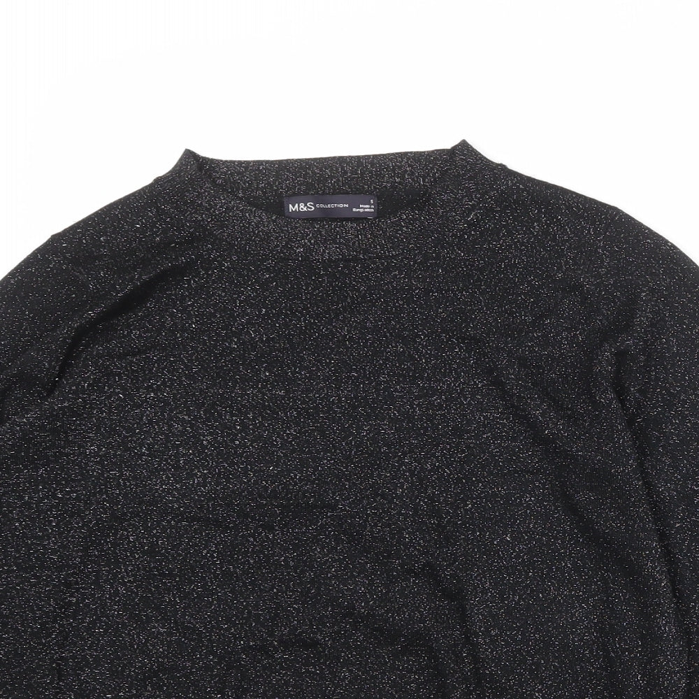 Marks and Spencer Womens Black Round Neck Viscose Pullover Jumper Size S