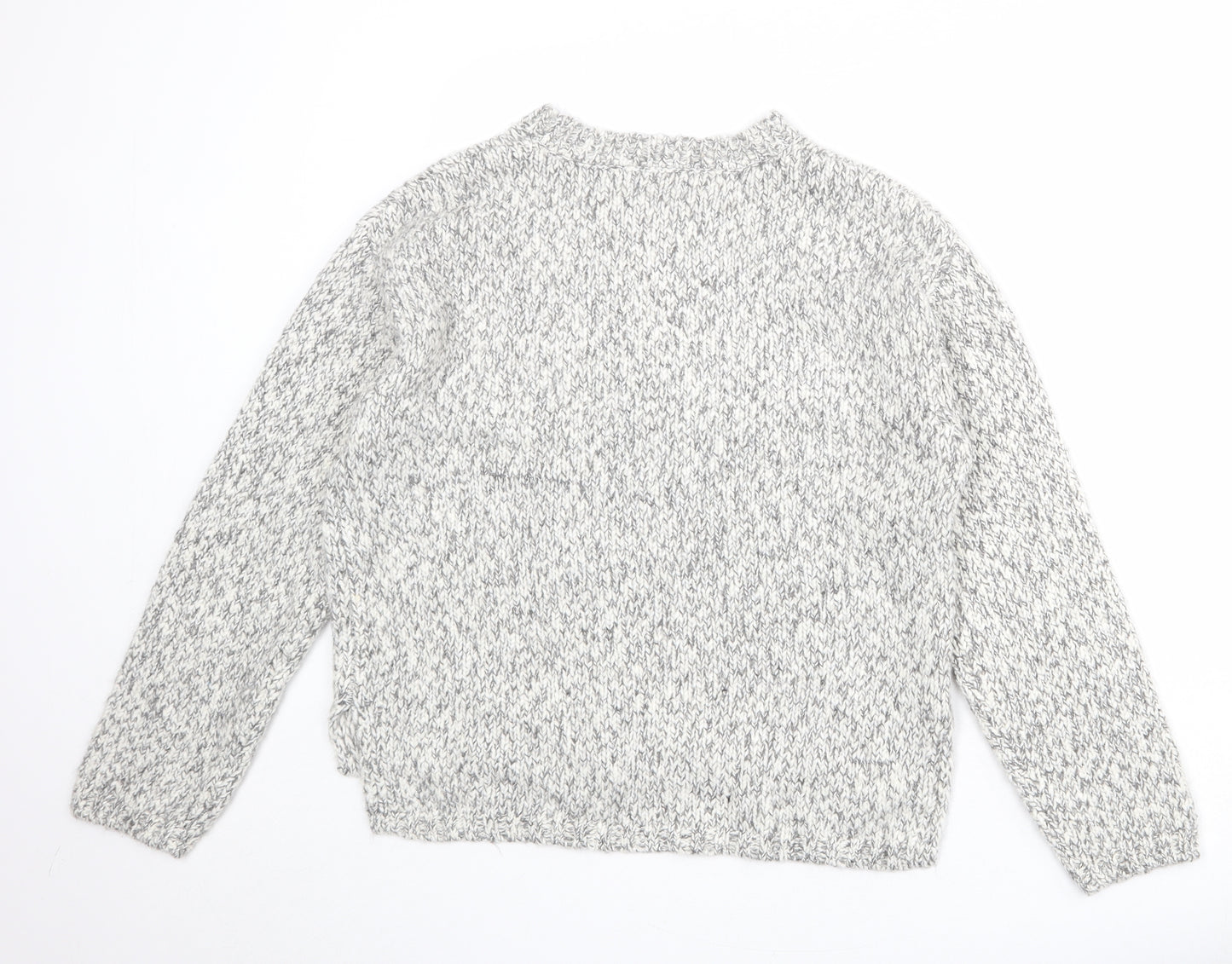 Marks and Spencer Womens Grey Round Neck Geometric Polyester Pullover Jumper Size M