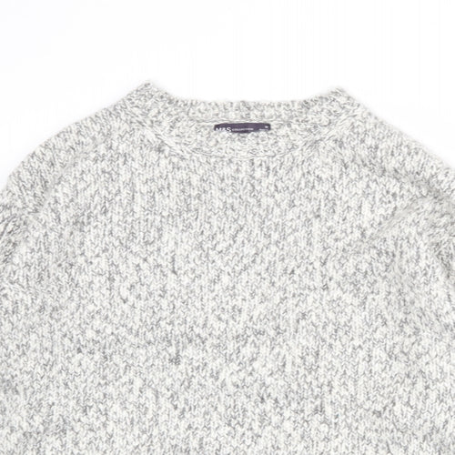 Marks and Spencer Womens Grey Round Neck Geometric Polyester Pullover Jumper Size M