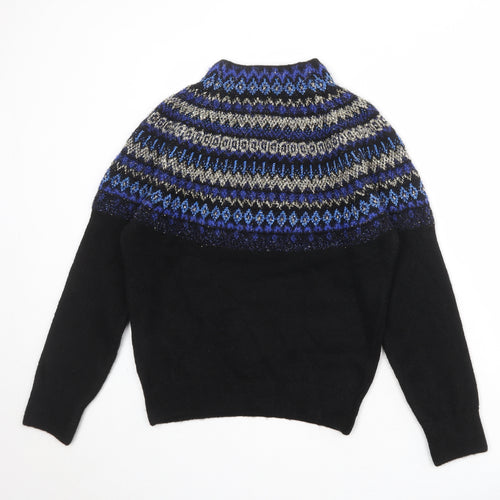 Marks and Spencer Womens Black Mock Neck Geometric Acrylic Pullover Jumper Size S
