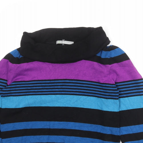 Marks and Spencer Womens Multicoloured Roll Neck Striped Viscose Pullover Jumper Size 10