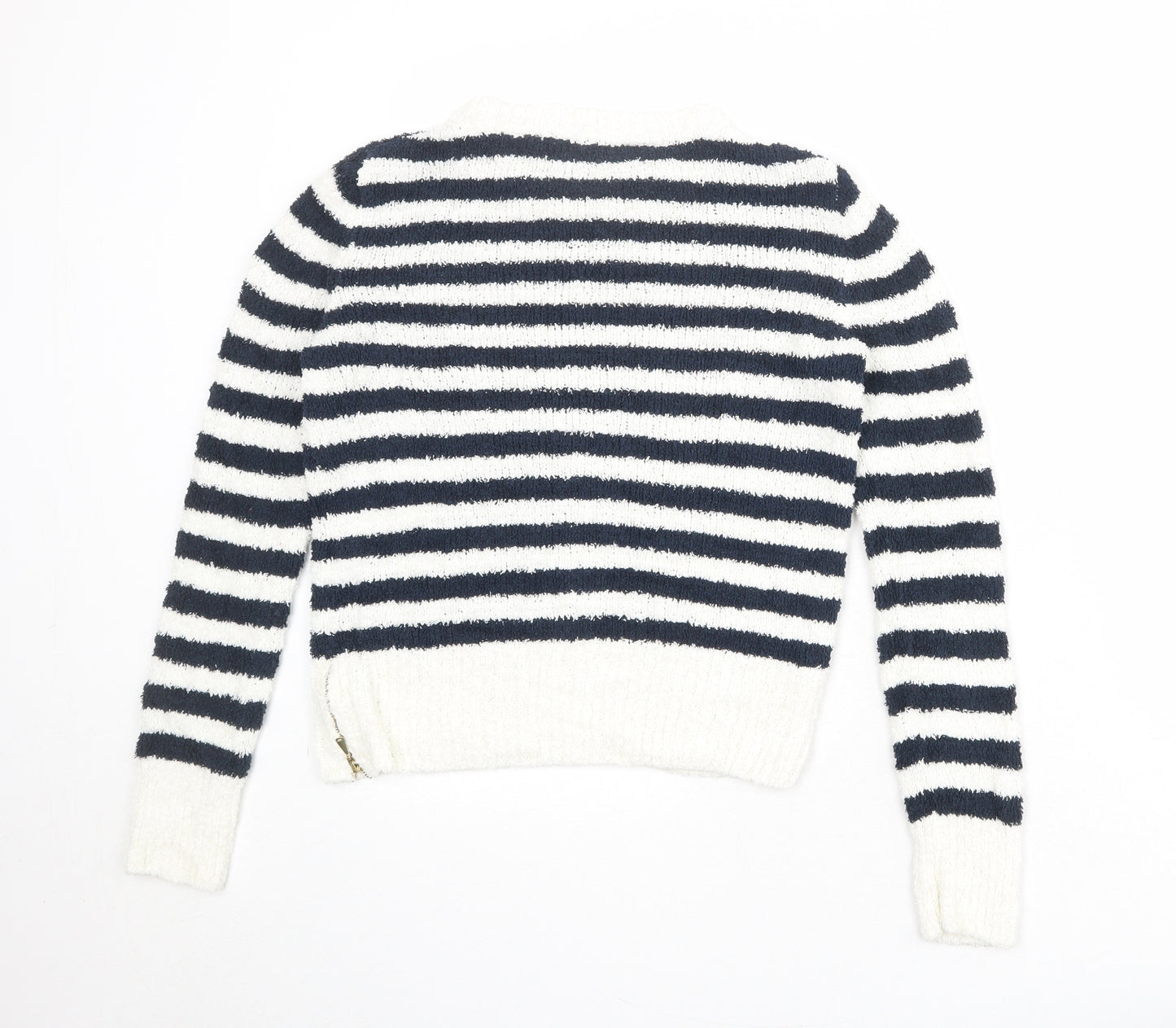 Marks and Spencer Womens Multicoloured Round Neck Striped Cotton Pullover Jumper Size M
