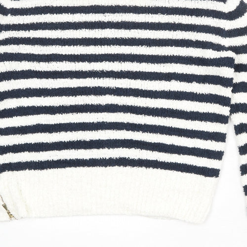 Marks and Spencer Womens Multicoloured Round Neck Striped Cotton Pullover Jumper Size M