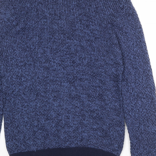 BHS Mens Blue Round Neck Cotton Pullover Jumper Size L Long Sleeve