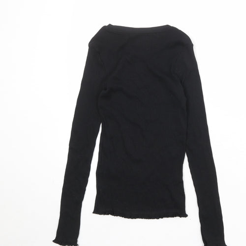 La Redoute Girls Black 100% Cotton Basic T-Shirt Size 14 Years Round Neck Pullover