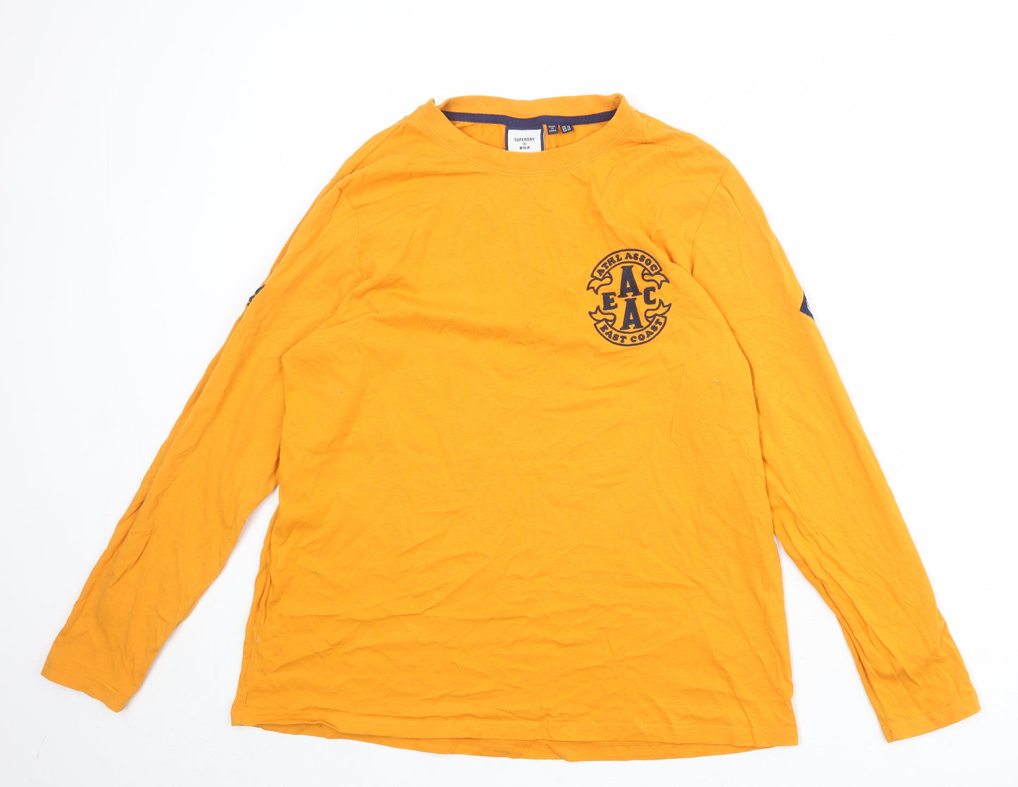 Superdry Womens Orange 100% Cotton Basic T-Shirt Size 16 Round Neck