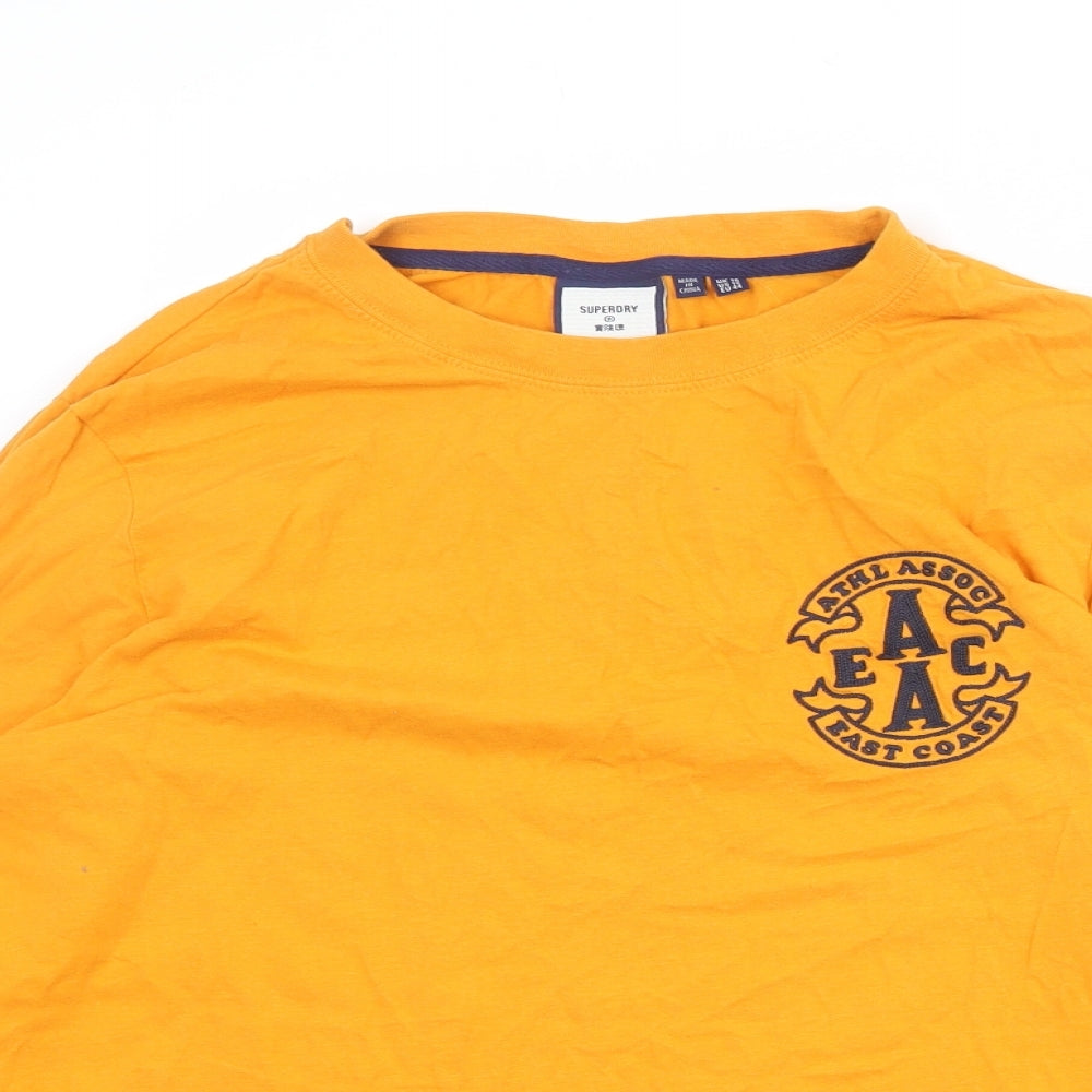 Superdry Womens Orange 100% Cotton Basic T-Shirt Size 16 Round Neck