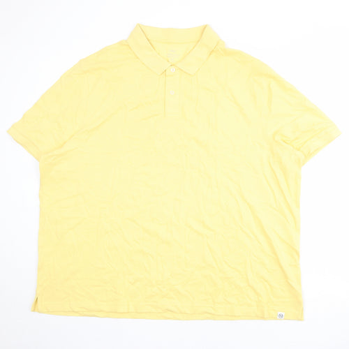 Marks and Spencer Mens Yellow 100% Cotton Polo Size 4XL Collared Button