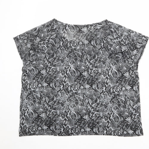 GOODMOVE Womens Multicoloured Animal Print Polyester Basic T-Shirt Size 18 Round Neck Pullover - Snakeskin Pattern