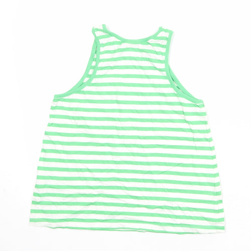 Mini Boden Girls Green Striped 100% Cotton Basic Tank Size 9-10 Years Round Neck Pullover