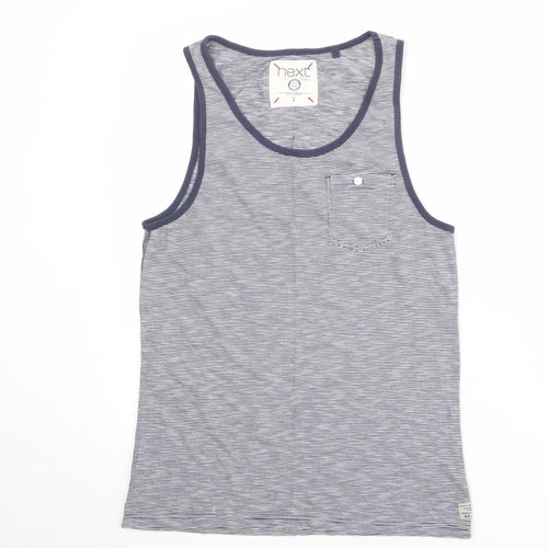 NEXT Womens Blue Striped 100% Cotton Basic Tank Size S Scoop Neck