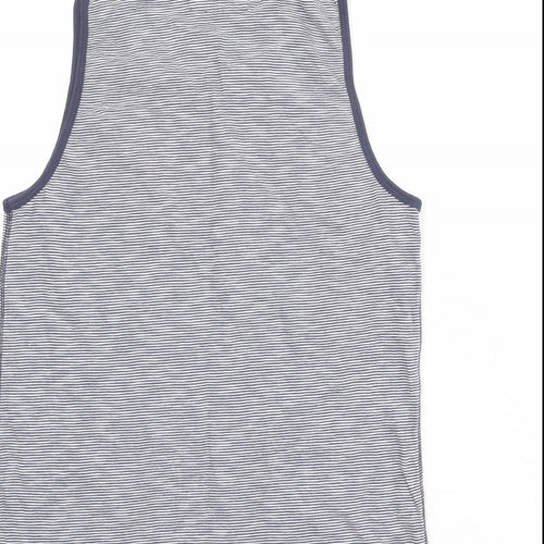 NEXT Womens Blue Striped 100% Cotton Basic Tank Size S Scoop Neck