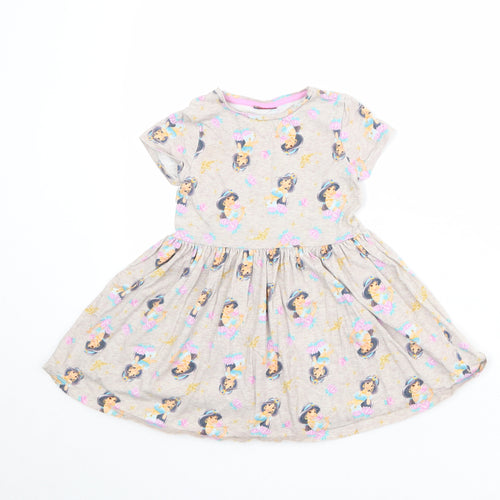 Disney Girls Beige Geometric Cotton A-Line Size 4-5 Years Round Neck Pullover - Princess Jasmine