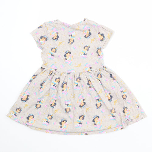 Disney Girls Beige Geometric Cotton A-Line Size 4-5 Years Round Neck Pullover - Princess Jasmine