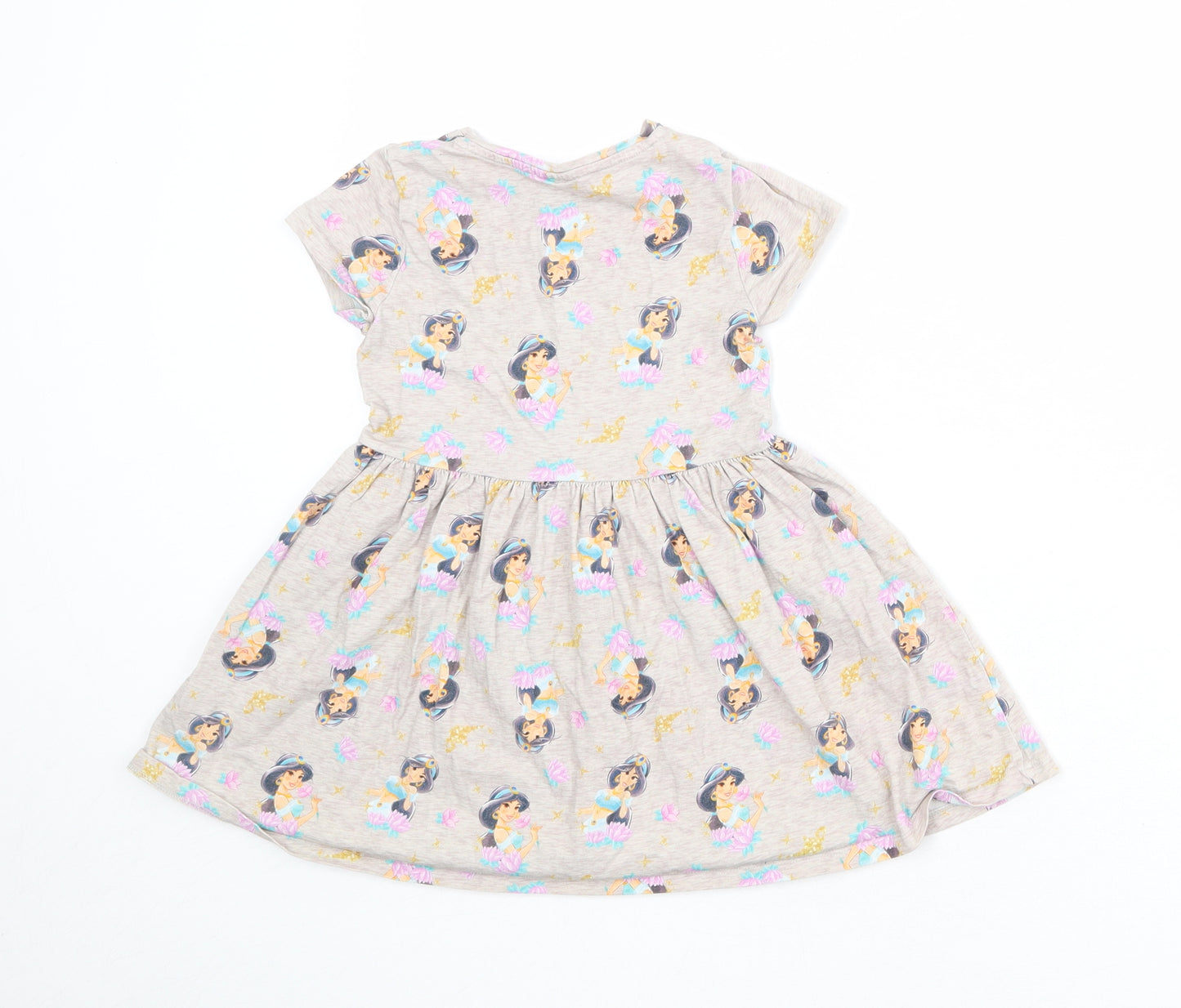 Disney Girls Beige Geometric Cotton A-Line Size 4-5 Years Round Neck Pullover - Princess Jasmine