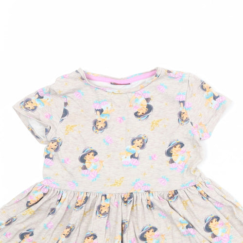 Disney Girls Beige Geometric Cotton A-Line Size 4-5 Years Round Neck Pullover - Princess Jasmine