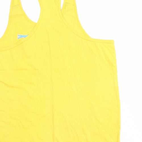 Slazenger Mens Yellow 100% Cotton Pullover Tank Size L Scoop Neck Pullover