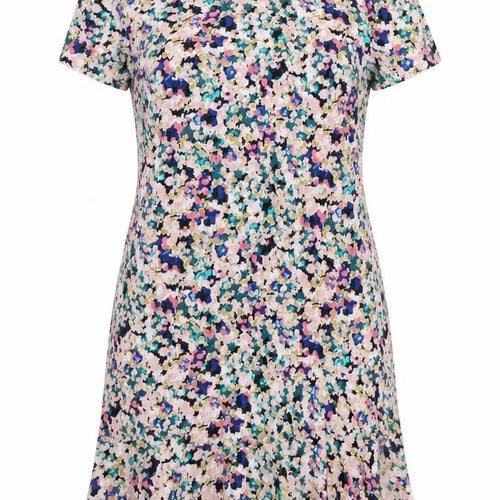 VILA Womens Multicoloured Geometric Viscose T-Shirt Dress Size S Round Neck Pullover