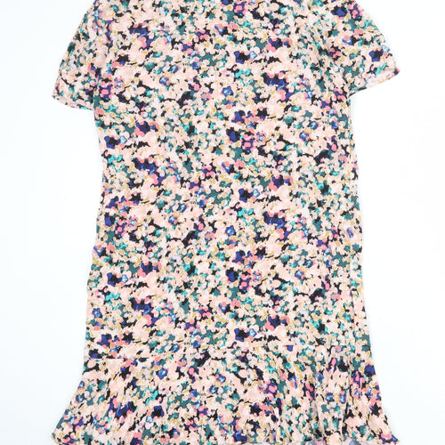 VILA Womens Multicoloured Geometric Viscose T-Shirt Dress Size S Round Neck Pullover