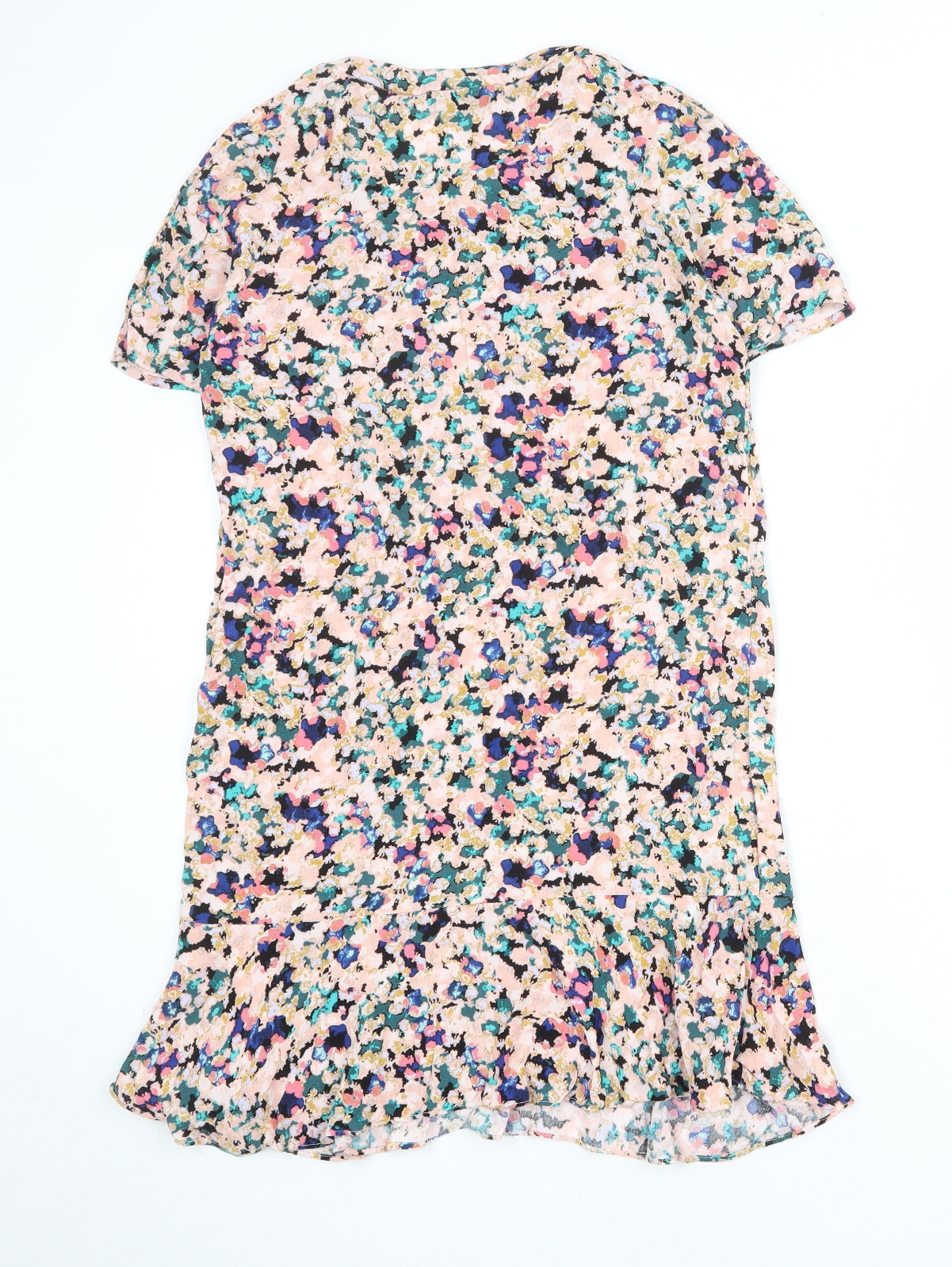 VILA Womens Multicoloured Geometric Viscose T-Shirt Dress Size S Round Neck Pullover