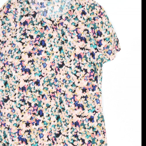 VILA Womens Multicoloured Geometric Viscose T-Shirt Dress Size S Round Neck Pullover
