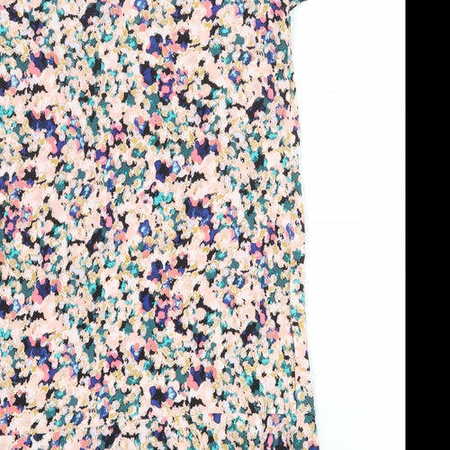 VILA Womens Multicoloured Geometric Viscose T-Shirt Dress Size S Round Neck Pullover