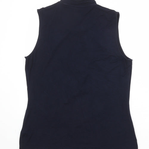 Hobbs Womens Blue Viscose Basic Blouse Size L Mock Neck - Twist Front Detail