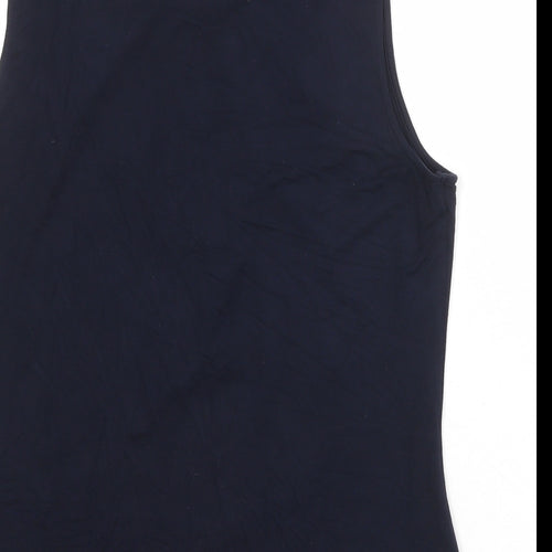 Hobbs Womens Blue Viscose Basic Blouse Size L Mock Neck - Twist Front Detail