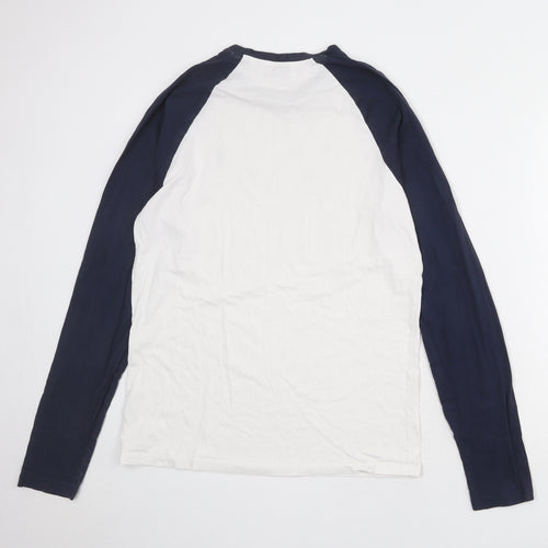 NEXT Mens White Cotton T-Shirt Size L Round Neck