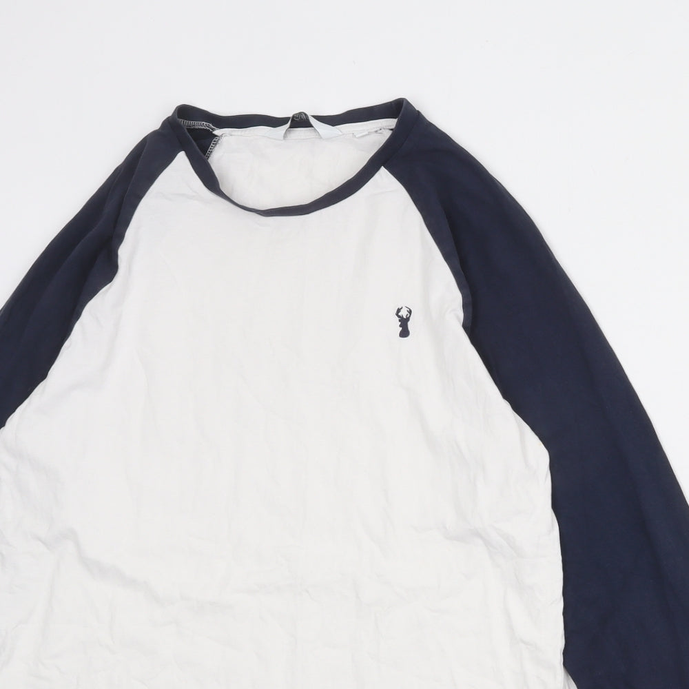 NEXT Mens White Cotton T-Shirt Size L Round Neck