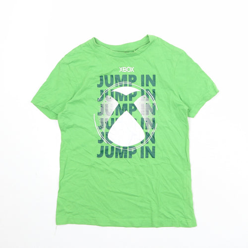 Xbox Boys Green 100% Cotton Basic T-Shirt Size 9-10 Years Round Neck Pullover - Jump In