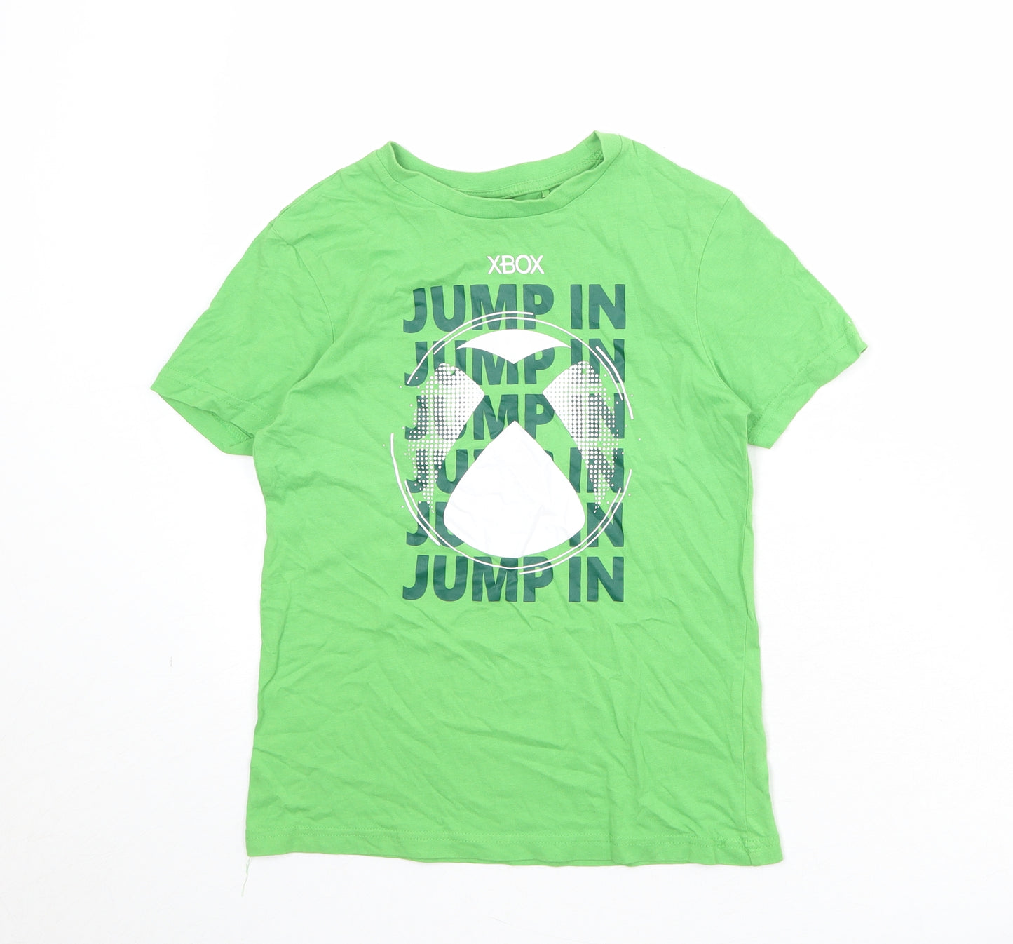 Xbox Boys Green 100% Cotton Basic T-Shirt Size 9-10 Years Round Neck Pullover - Jump In