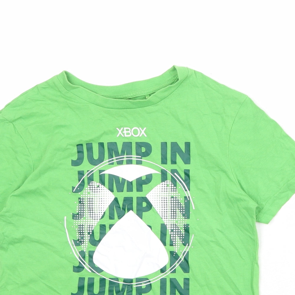 Xbox Boys Green 100% Cotton Basic T-Shirt Size 9-10 Years Round Neck Pullover - Jump In