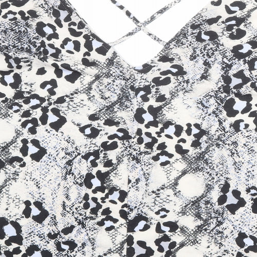 New Look Womens Multicoloured Animal Print Polyester Basic T-Shirt Size 20 V-Neck
