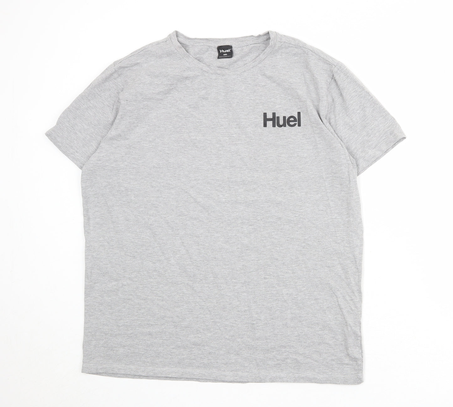 Huel Mens Grey Cotton T-Shirt Size 2XL Round Neck