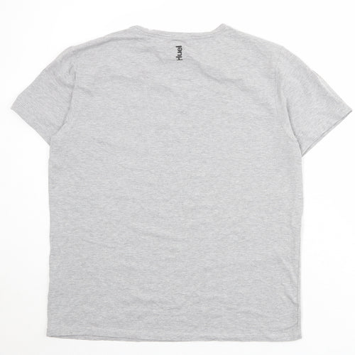 Huel Mens Grey Cotton T-Shirt Size 2XL Round Neck