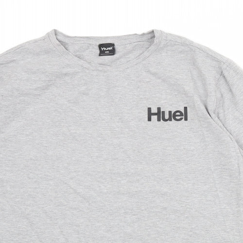 Huel Mens Grey Cotton T-Shirt Size 2XL Round Neck