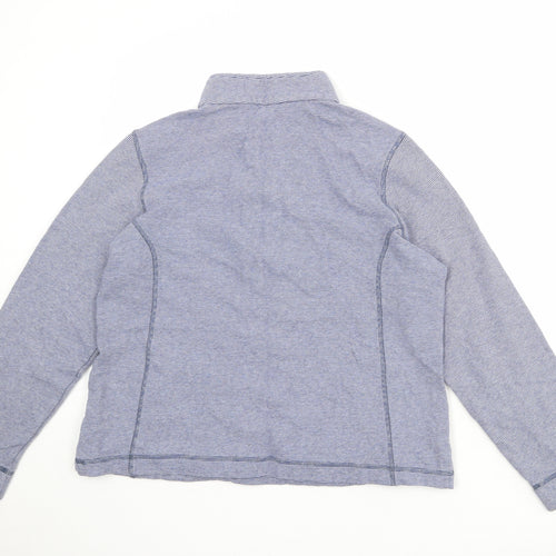 Marks and Spencer Womens Blue Striped 100% Cotton Pullover Sweatshirt Size 16 Zip