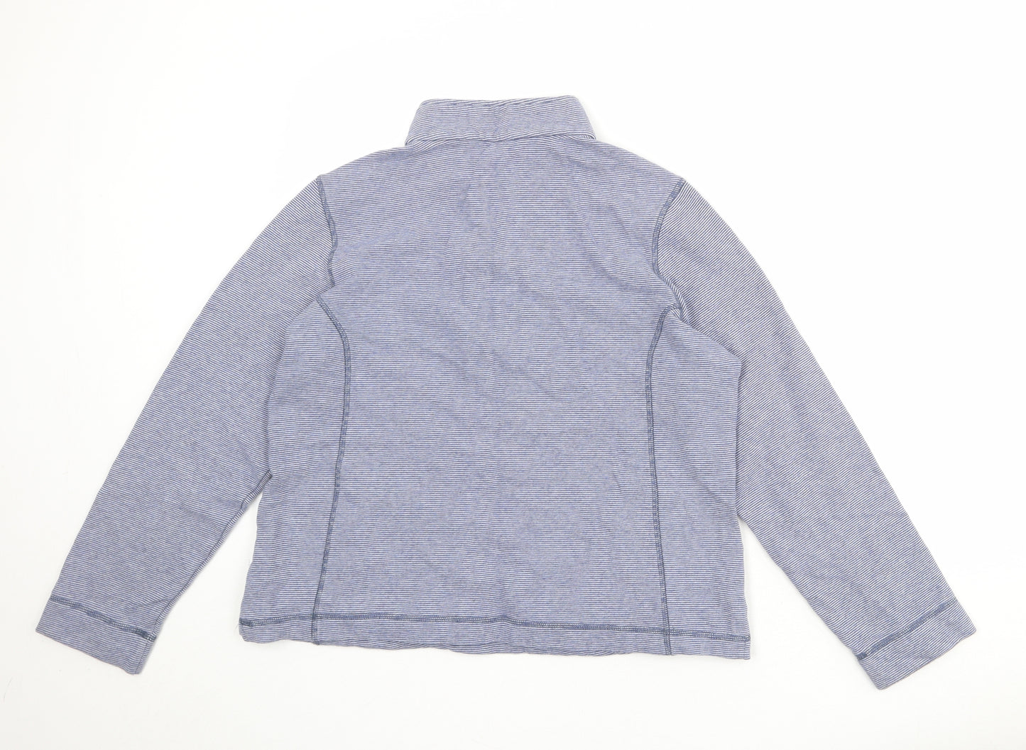 Marks and Spencer Womens Blue Striped 100% Cotton Pullover Sweatshirt Size 16 Zip